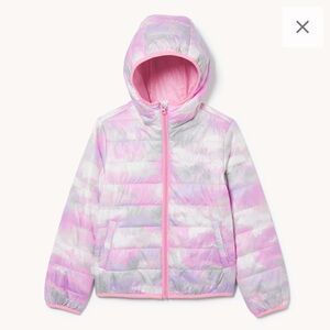 Pink and White Hooded Joe Fresh Puffer Jacket